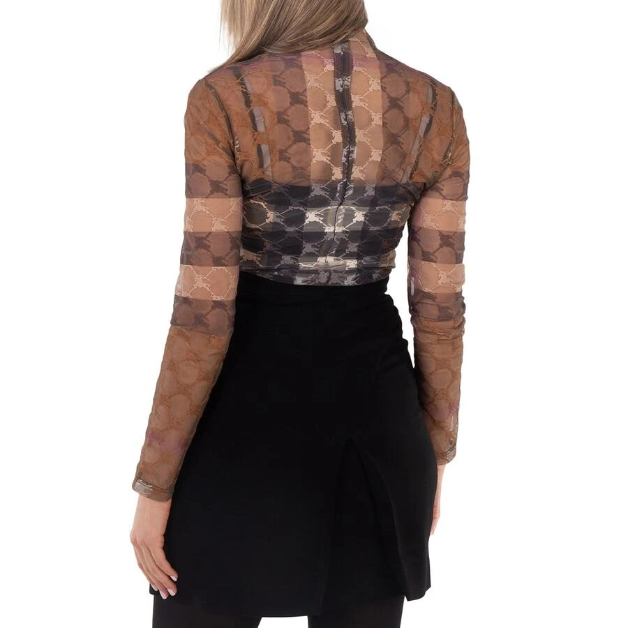 Burberry EKD Check Stretch Tulle Turtleneck Bodysuit 3