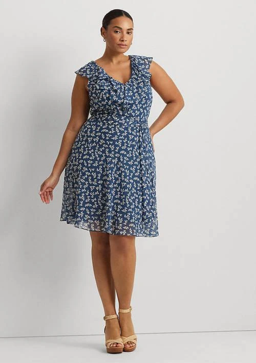 Ralph Lauren Ralph Lauren Plus Size Floral Ruffle Trim Georgette Dress 1