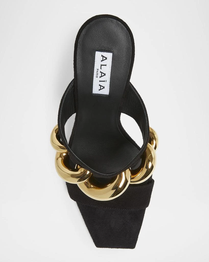Alaia 110mm Jewel Suede Wedge Mules 5