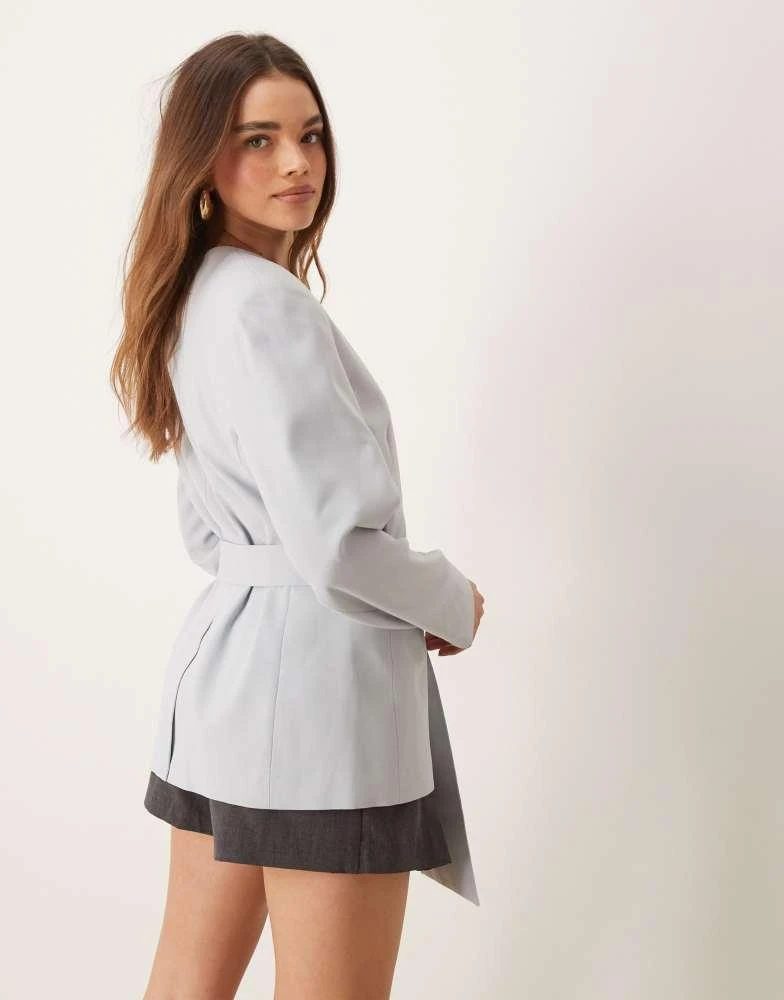 ASOS ASOS DESIGN tailored tie waist blazer in light blue 3