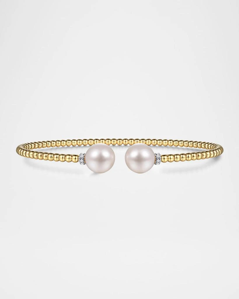 Gabriel
Co 14K Yellow Gold Bujukan Diamond and Pearl Split Bangle