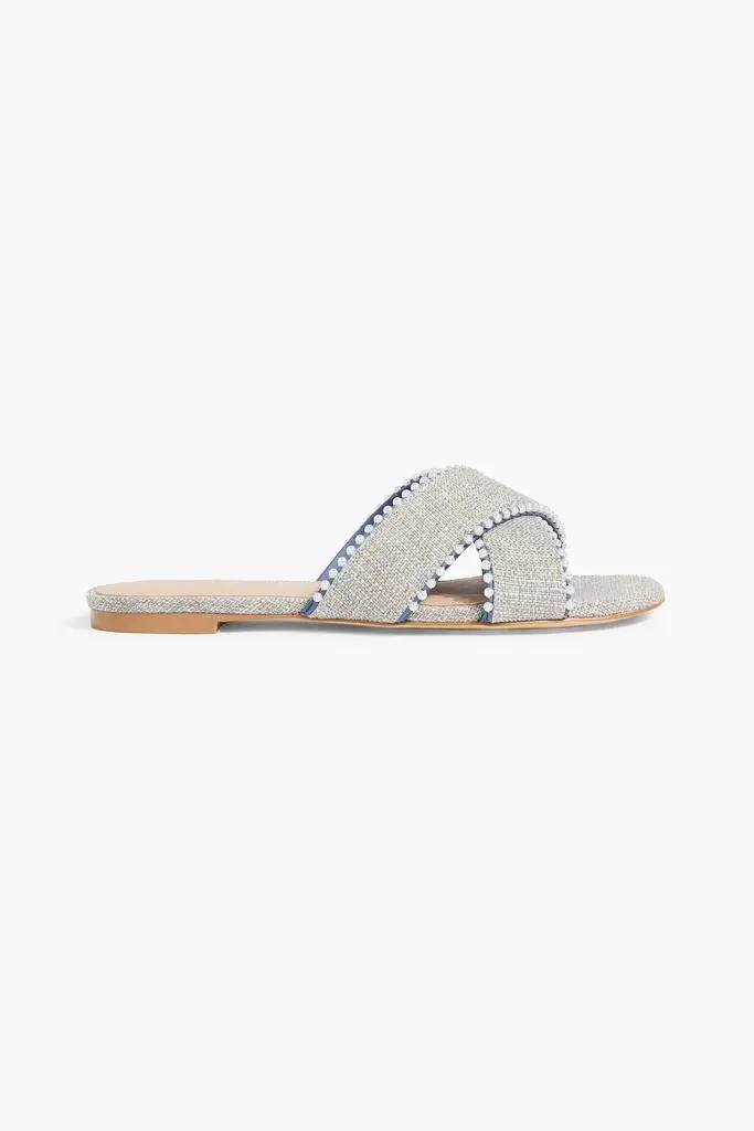 Stuart Weitzman Roza faux pearl-embellished tweed sandals