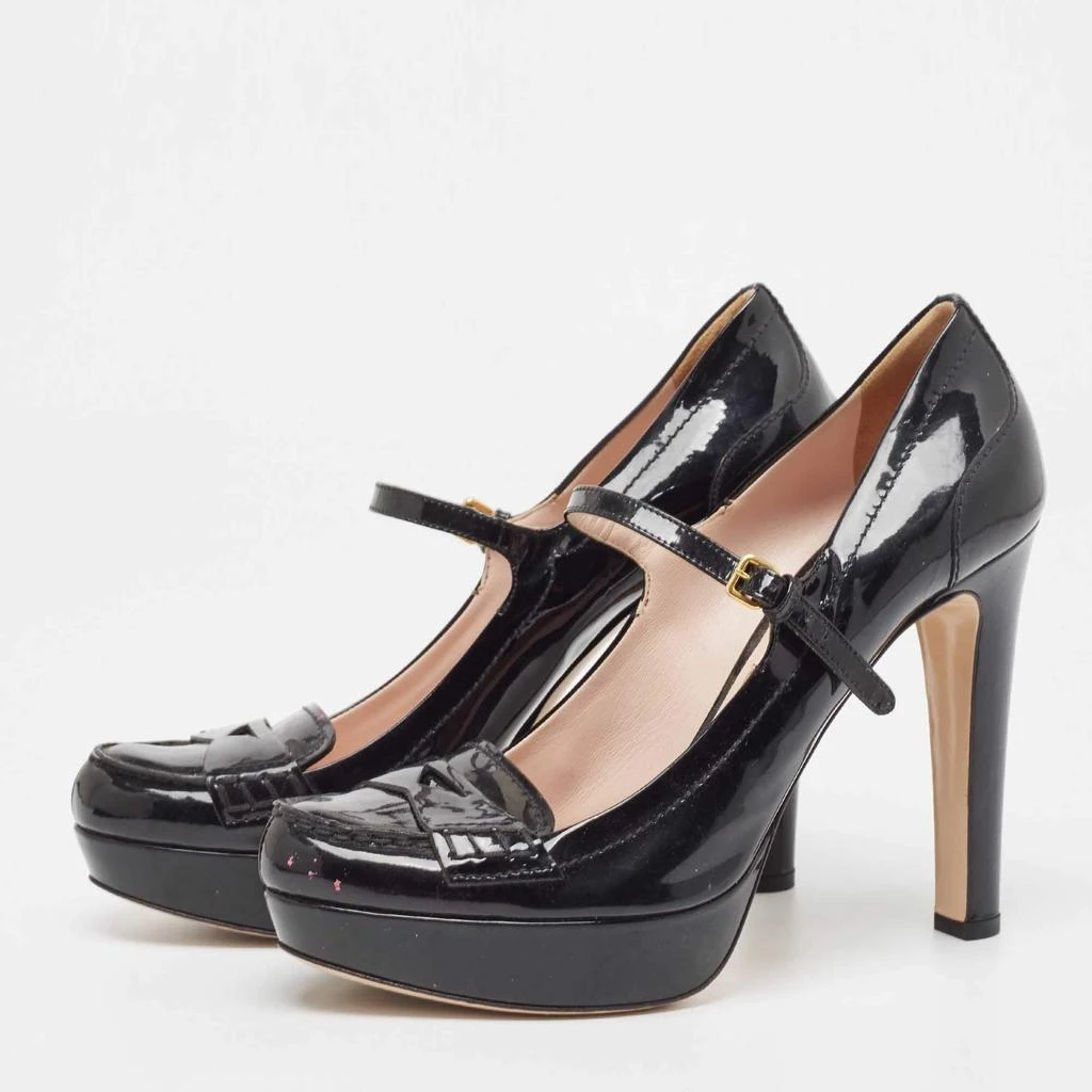Miu Miu Miu Miu Black Patent Leather Platform Mary Jane Loafer Pumps Size 40 2