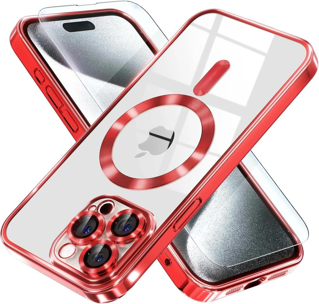ENTRONIX Entronix Bundle Compatible with iPhone 15 Pro Max - [Magnetic] Luxury Glossy Case 
1 Clear Screen Protector 8