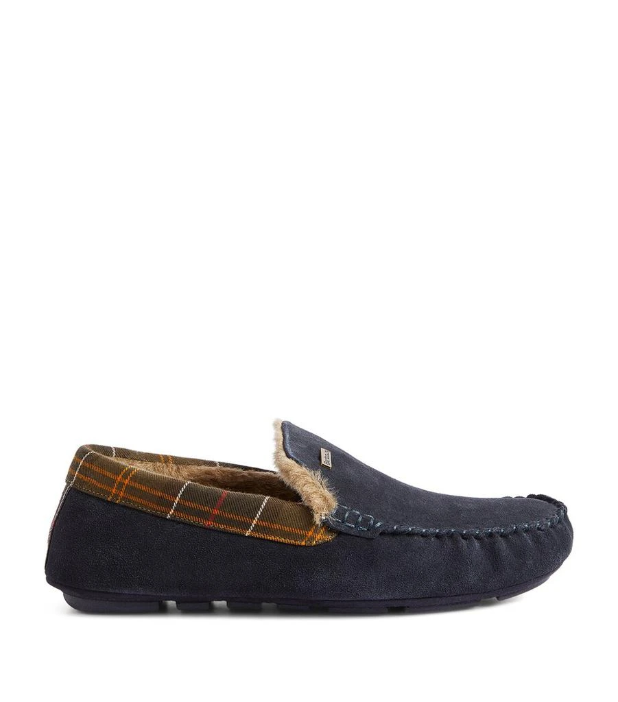 Barbour Suede Tartan-Trim Monty Slippers 1