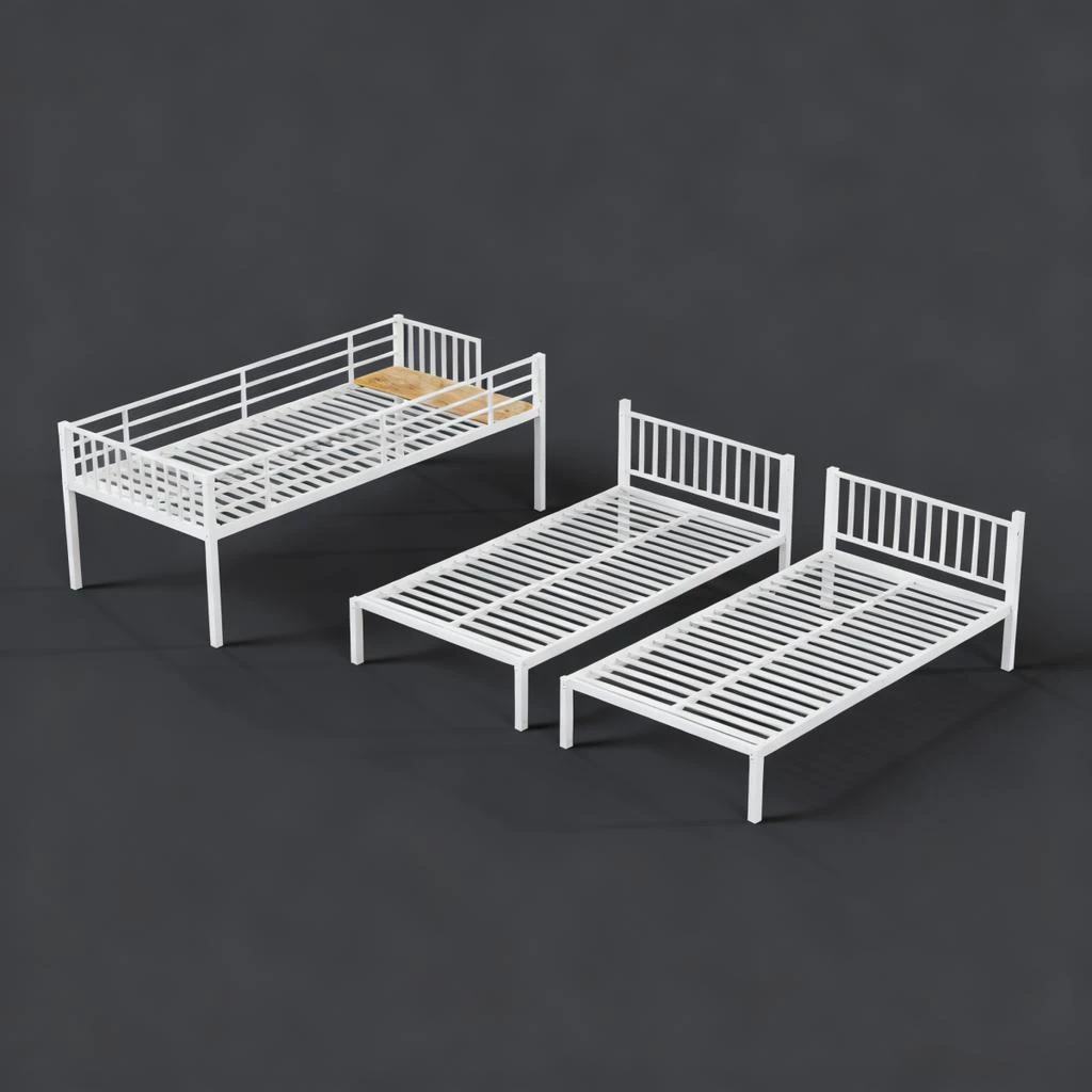 Streamdale Furniture Streamdale Triple Bunk Bed for Kids, 3 Beds, Metal, Separates into 3 Twin Beds, White 6