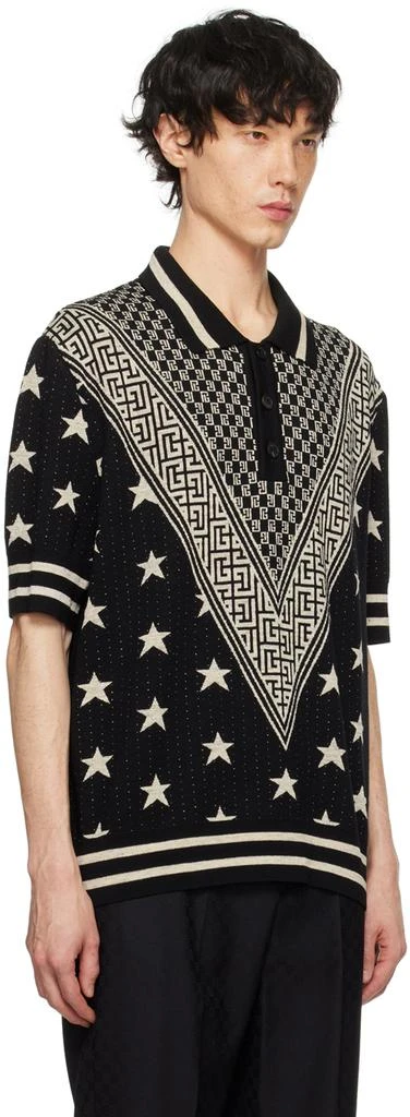 Balmain Black Monogram Stars Polo 2
