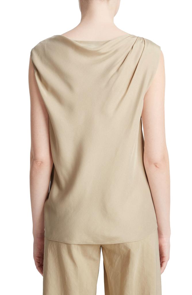 Vince Asymmetric Drape Cap Sleeve Silk Blend Top
