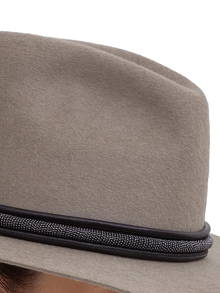 Brunello Cucinelli Felt fedora with leather band. Brunello Cucinelli Felt fedora with Precious leather band  main image 3
