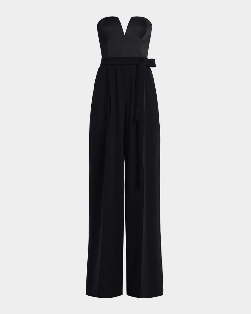 BCBG Strapless Wide-Leg Mixed Media Jumpsuit 1