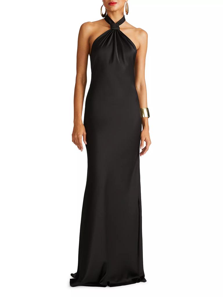 Halston Emie Satin Halterneck Gown