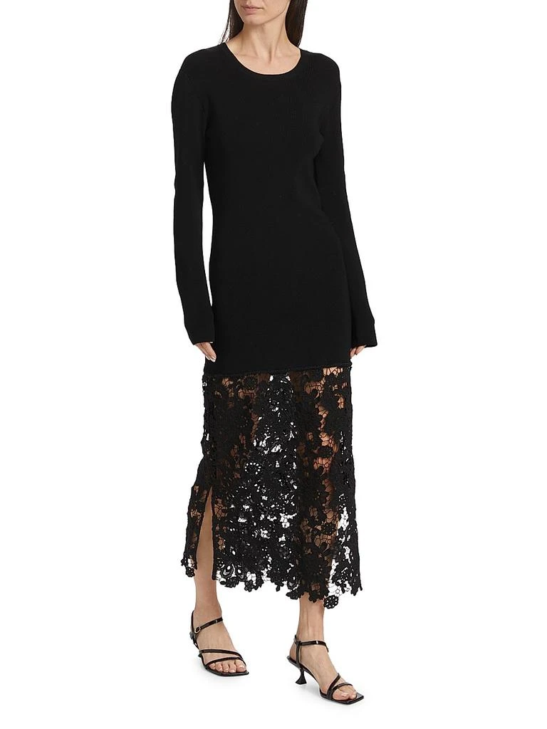 Sea Sabine Embroidered Wool-Cotton Midi-Dress 2