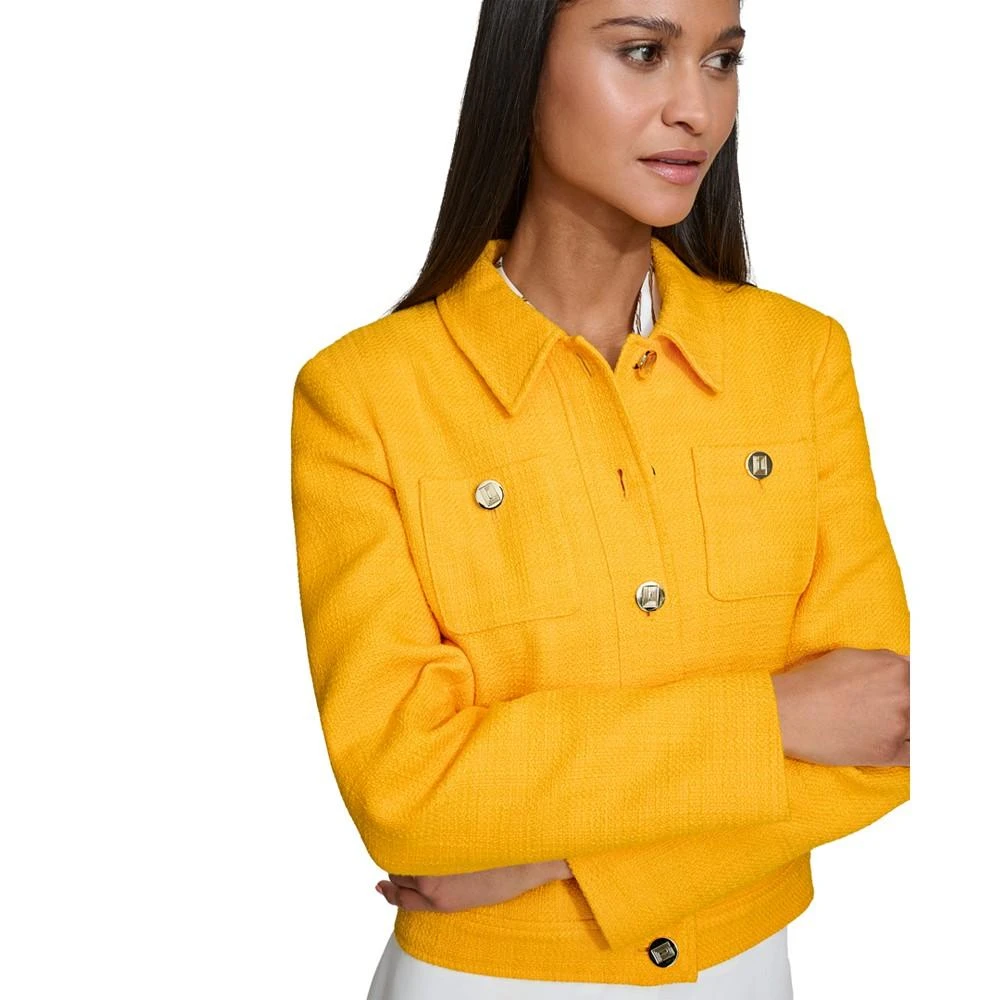 KARL LAGERFELD PARIS Women's Button-Front Textured Jacket 4
