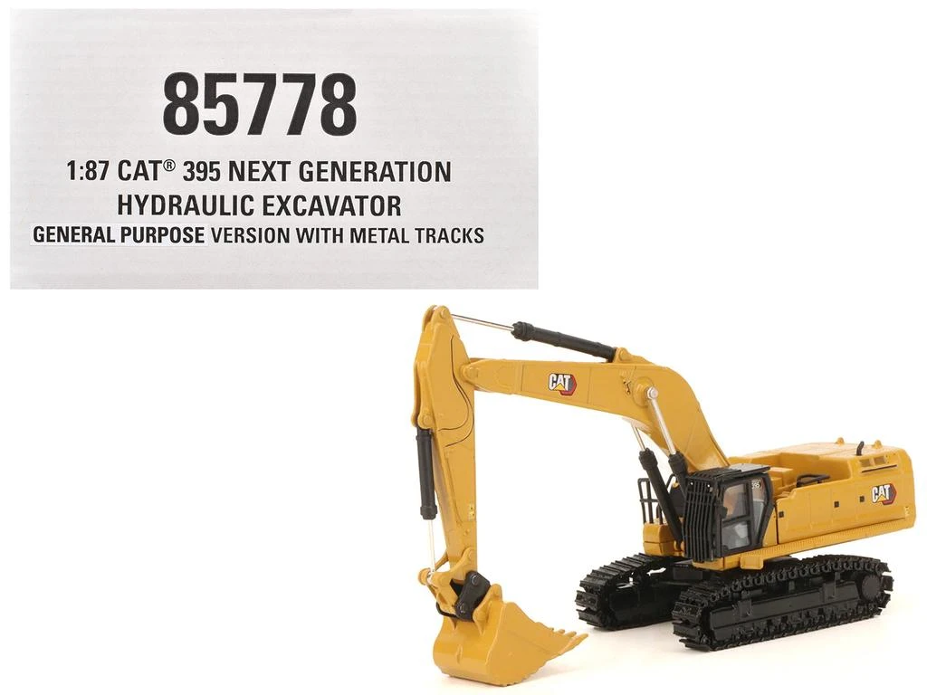 Diecast Masters CAT 395 Next-Gen Hydraulic Excavator Mass Excavator Yellow with Tools High Line Series 1/87 HO Diecast
