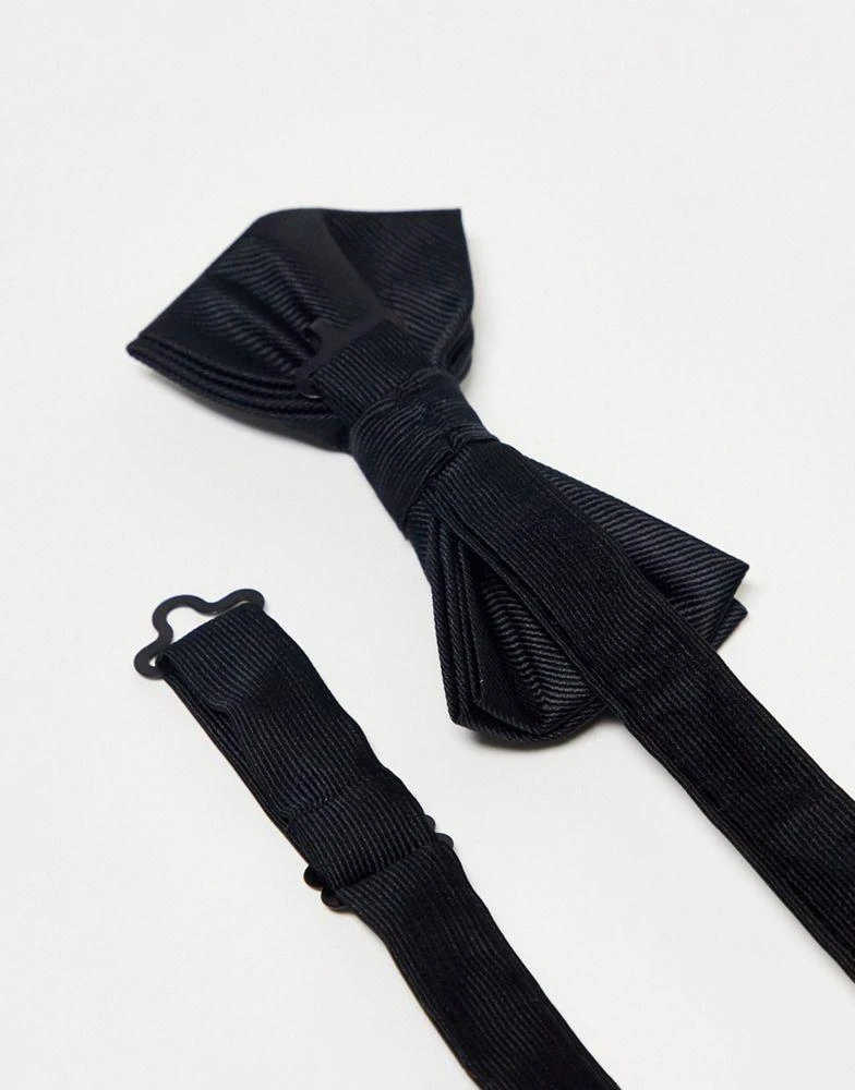 ASOS ASOS DESIGN satin bow tie in black 2