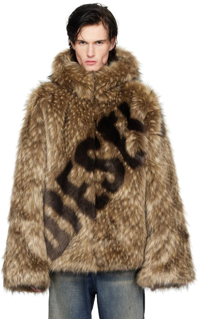Diesel Brown W-Mag Faux-Fur Coat 1