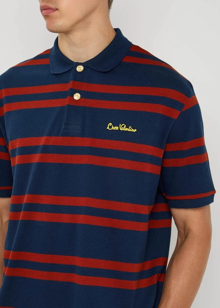 Valentino Chez Valentino striped piqué cotton polo shirt 5