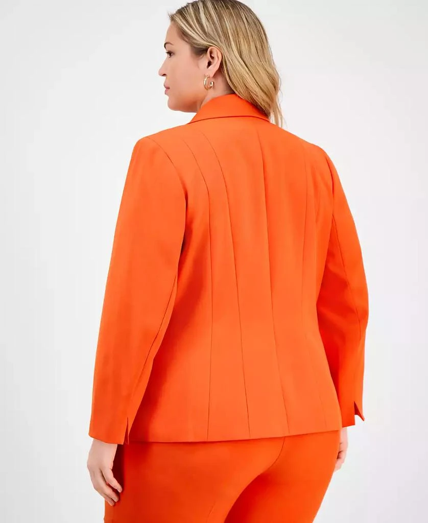 Kasper Plus Size Notched Collar Paneled One-Button Blazer 4