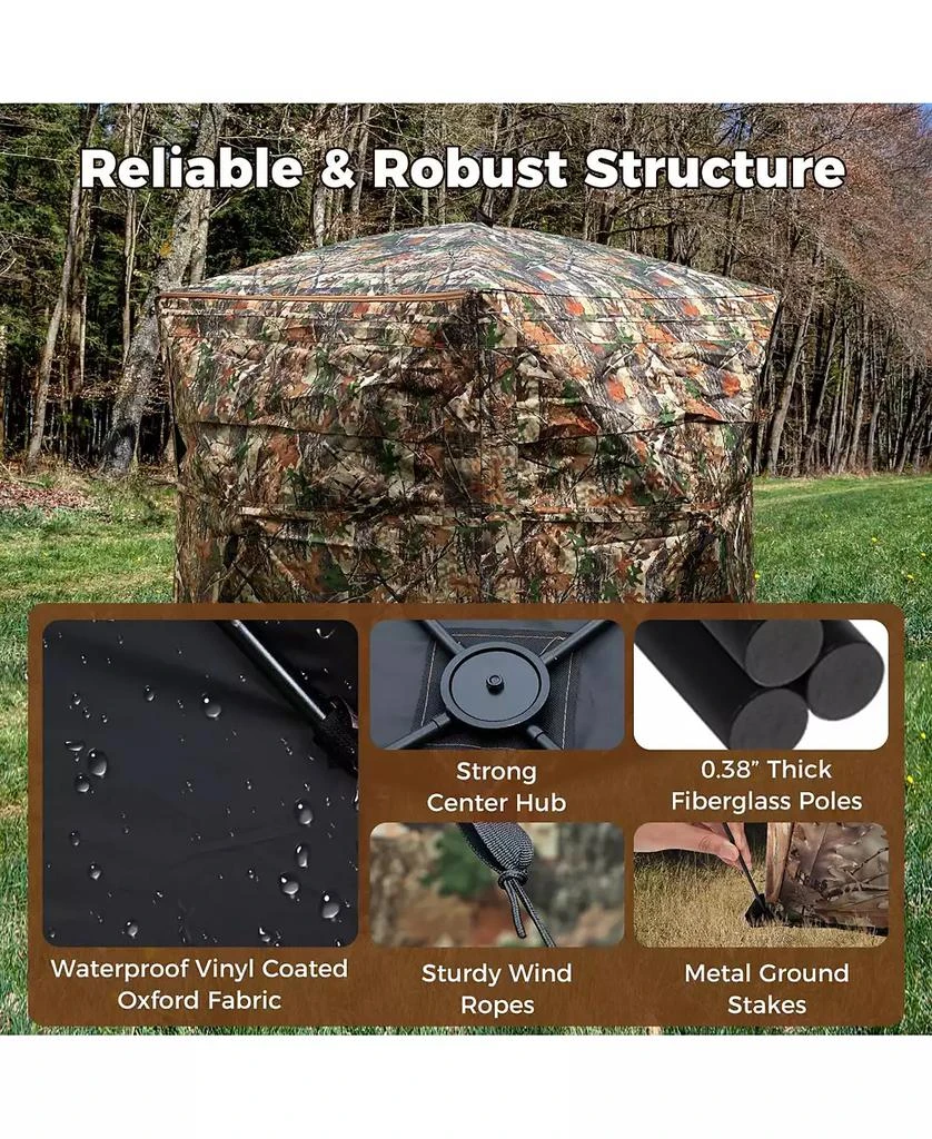 Mecale Double One-Way See-Through Ground Hunting Blinds for 2-6 People, Side-by-Side Shelter 7