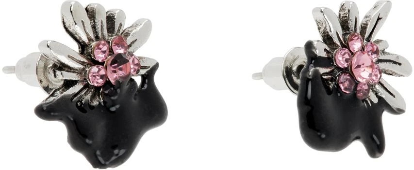 Ottolinger Silver & Black Dipped Edelweiss Earrings 2