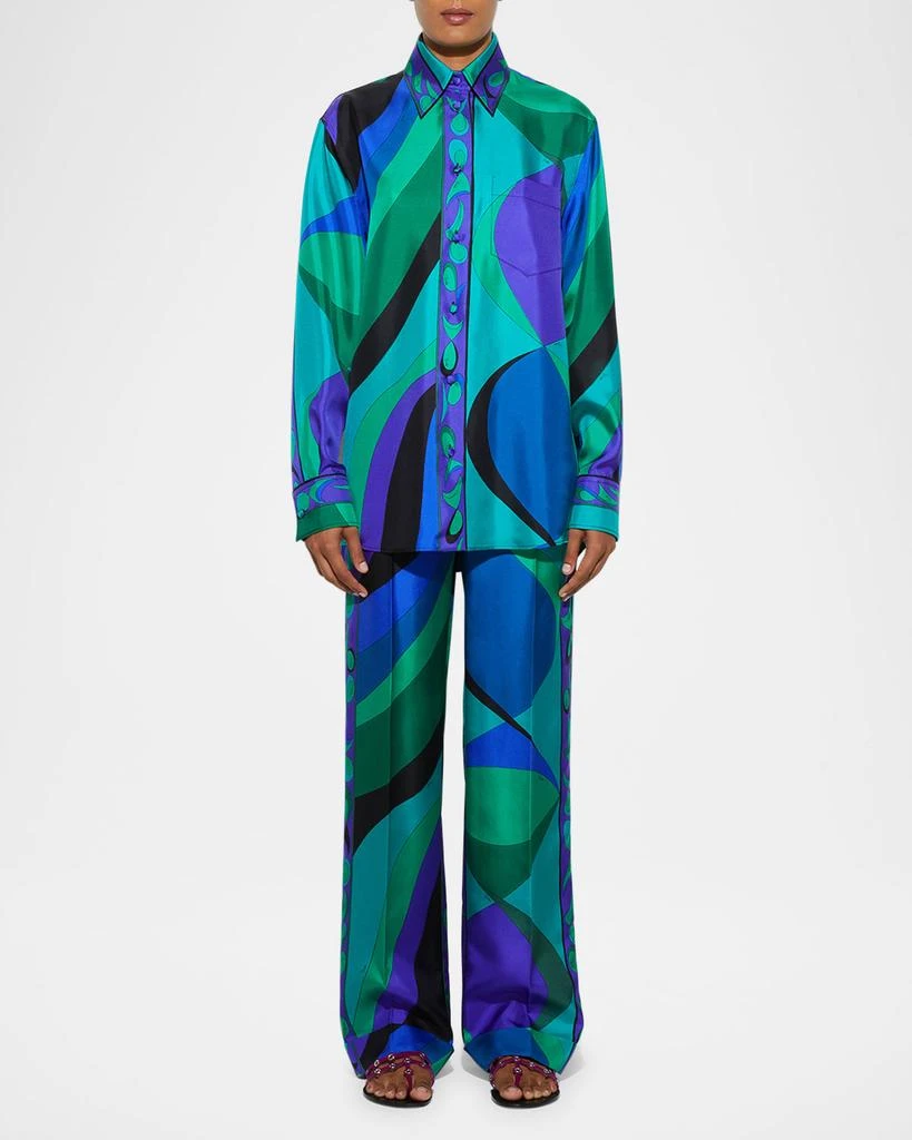 EMILIO PUCCI Pesci-Print Silk Twill Button-Down Blouse 2