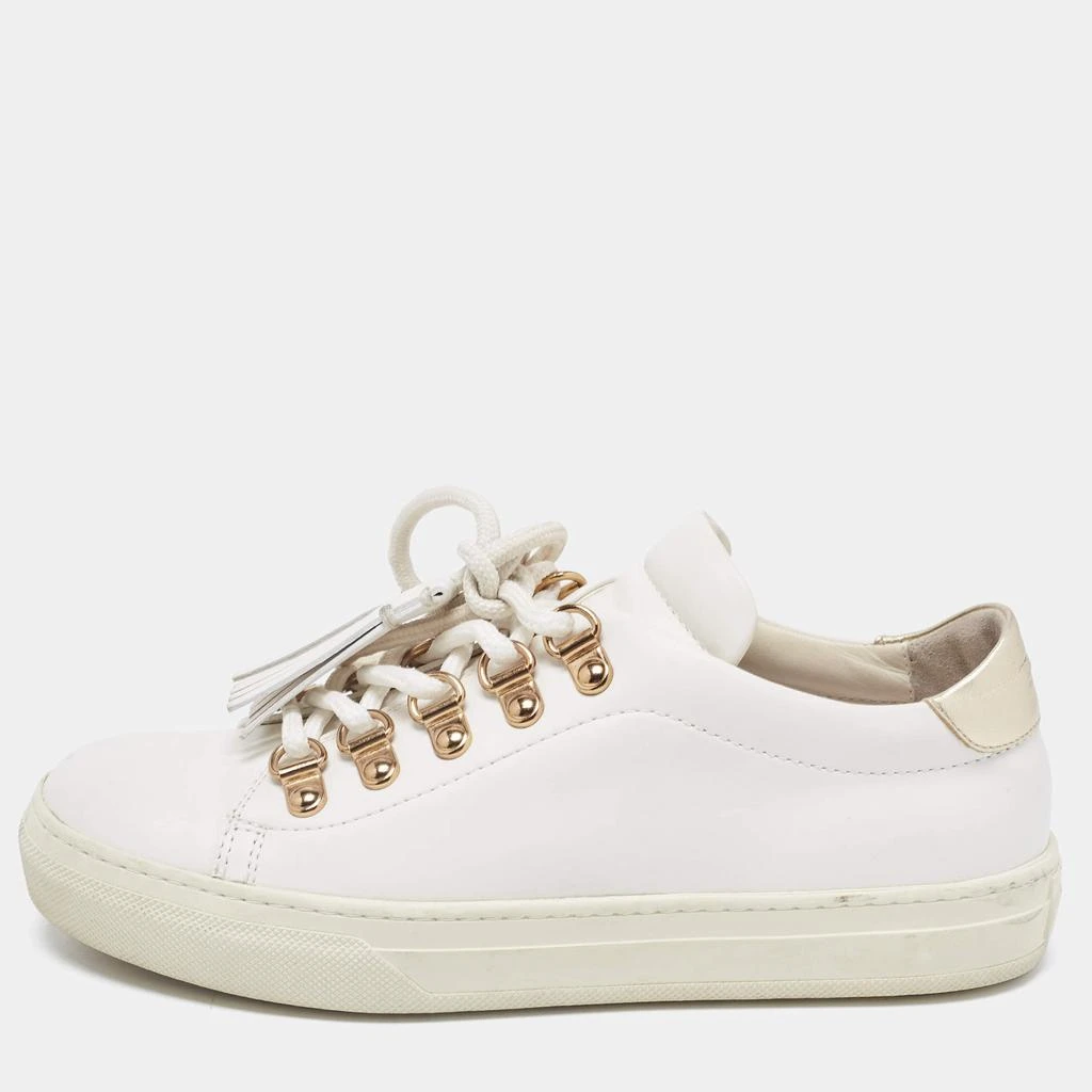 Tod's Tod's White Leather Tassel Lace Up Sneakers Size 34.5 1