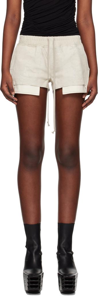 rick owens hollywood fog boxer ショートパンツ Rick Owens Off-White Hollywood Fog Boxer Leather Shorts