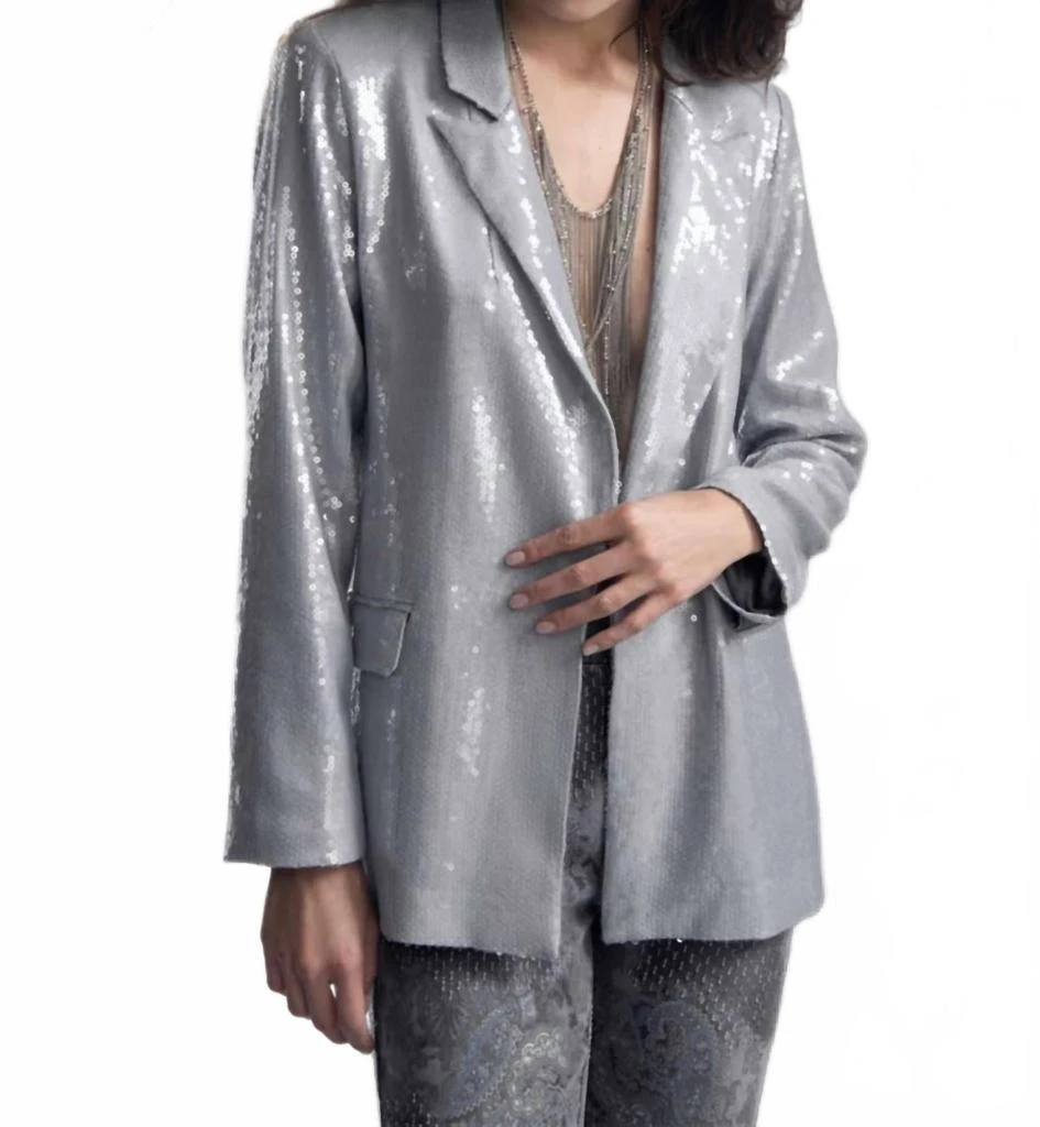 PICADILLY Sequin Blazer In Frost Grey