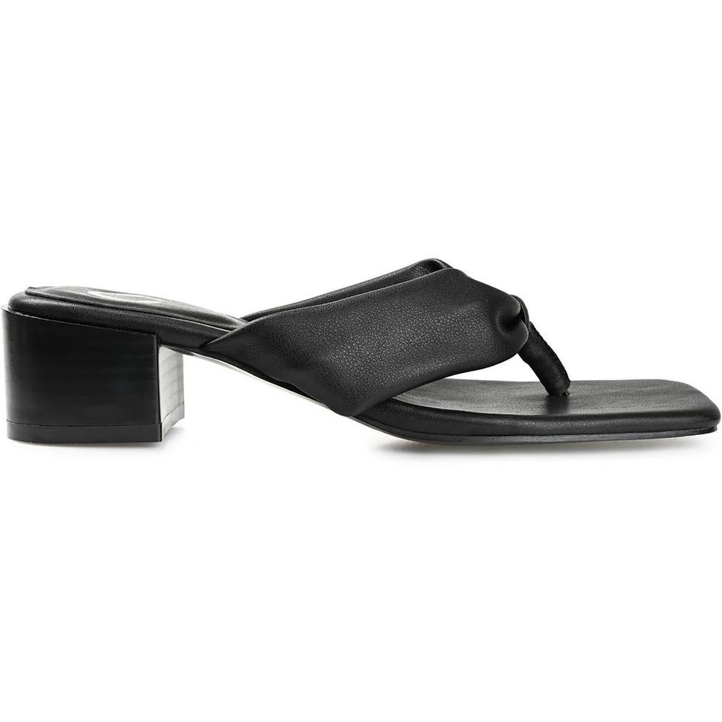 Journee Collection Seelah Womens Faux Leather Thong Block Heels 2