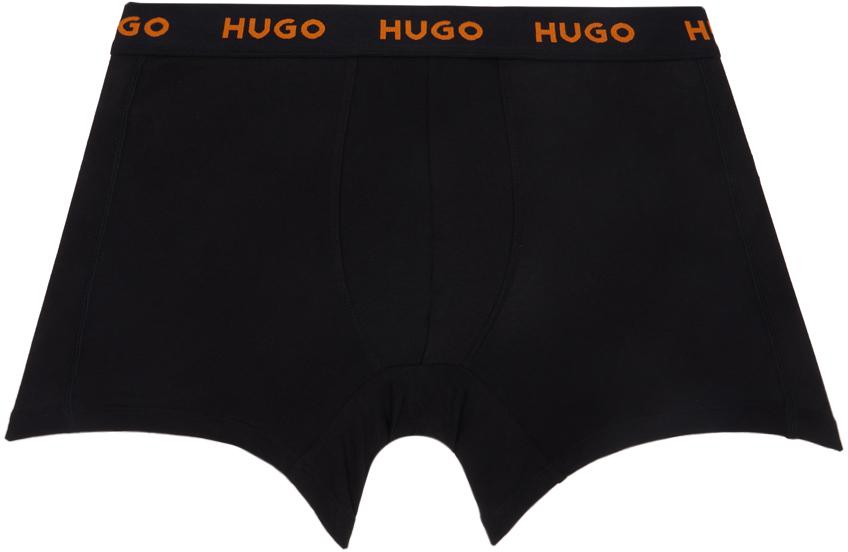 Hugo Boss Three-Pack Black Jacquard-Logo Boxers