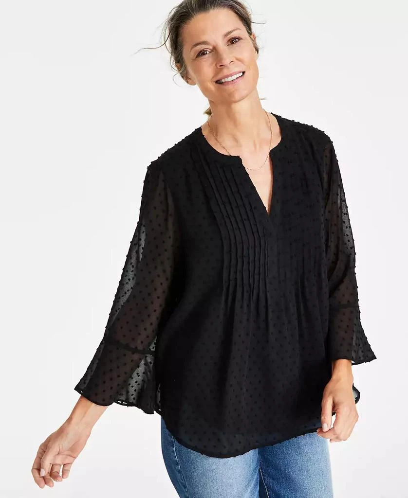Style & Co Women's Textured Pintuck Ruffle Sleeve Top, Regular & Petite, Created for Macy's 1
