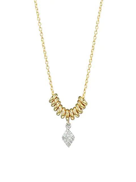 Meira T 14K Yellow Gold & Pavé Diamond Marquise Disc Necklace