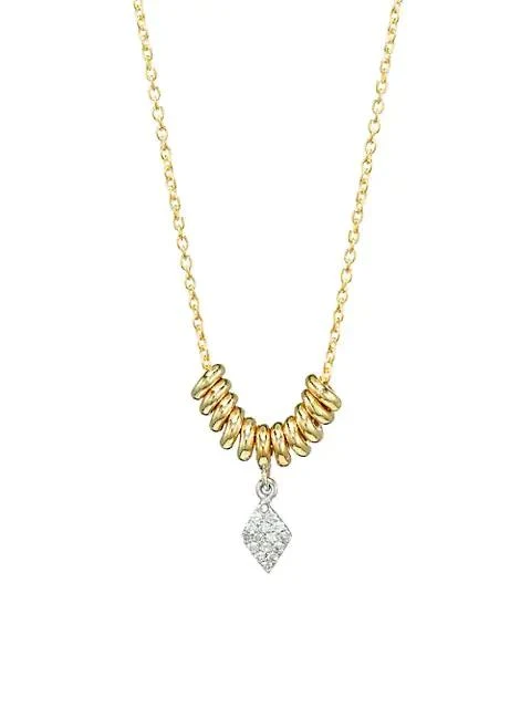 Meira T 14K Yellow Gold & Pavé Diamond Marquise Disc Necklace 1