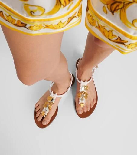 Dolce 
Gabbana Embellished leather thong sandals 7