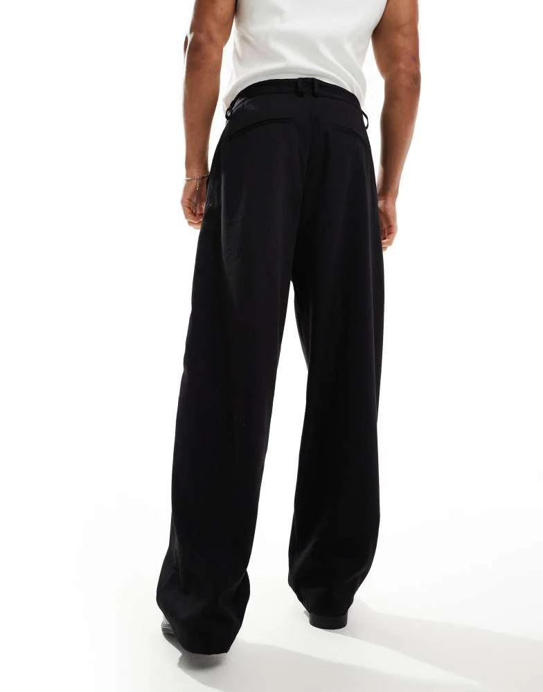 Bershka Bershka baggy tailored trouser in black 2