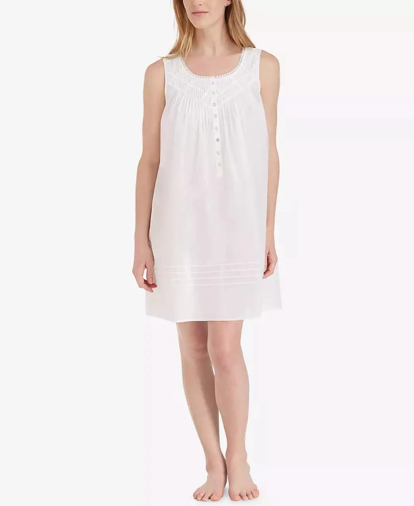 Eileen West Cotton Lace-Trim Short Nightgown 1