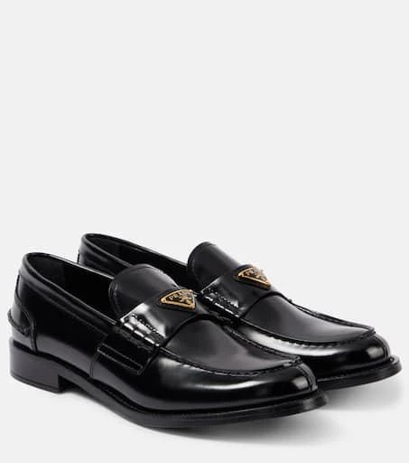 Prada Logo brushed leather loafers 1