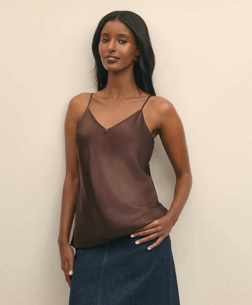 Brooks Brothers V-Neck Cami in Washable Silk Charmeuse 1