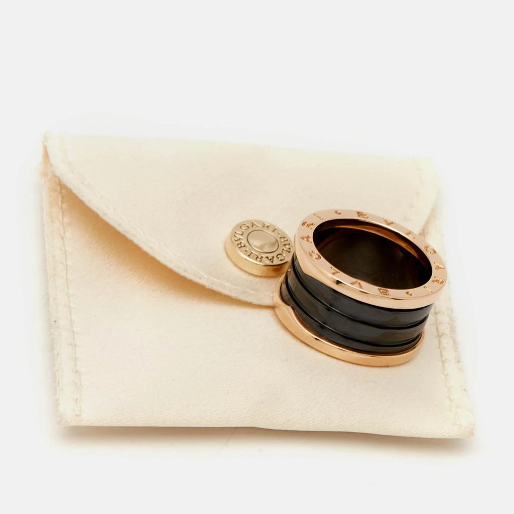 BVLGARI Bvlgari B.Zero1 Black Ceramic 18k Rose Gold 4 Band Ring Size 56 7