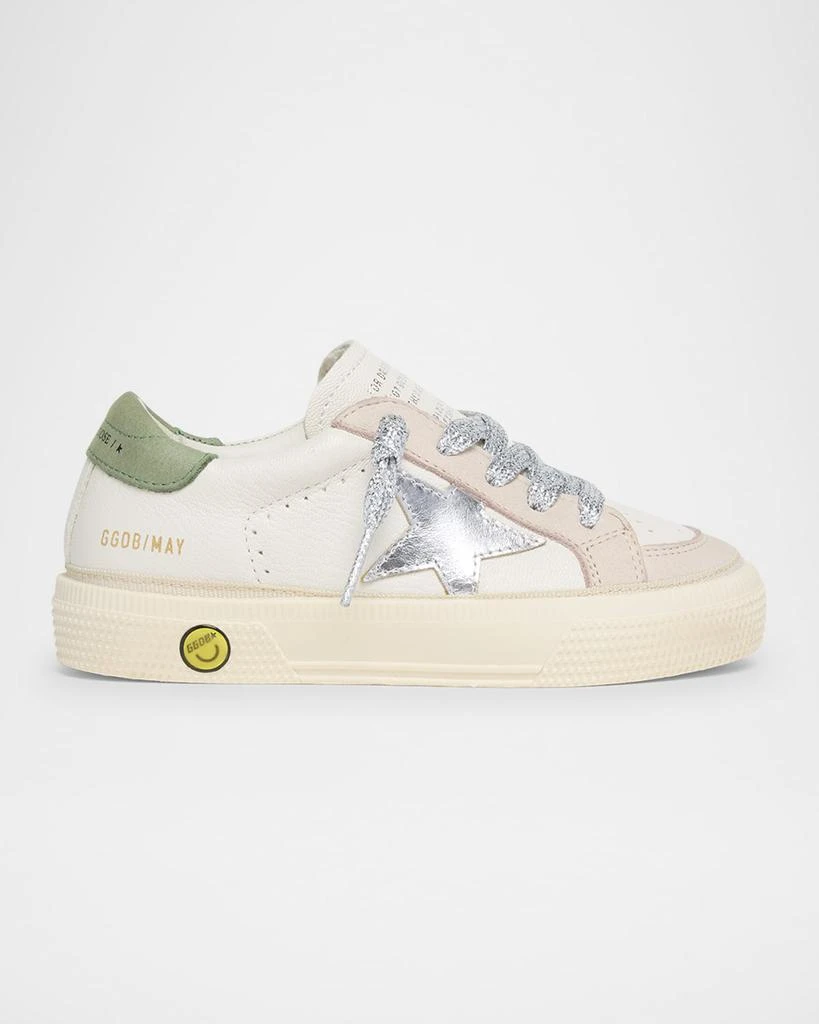 Shop Girl's May Nappa Leather Star and Heel Lace-Up Sneakers