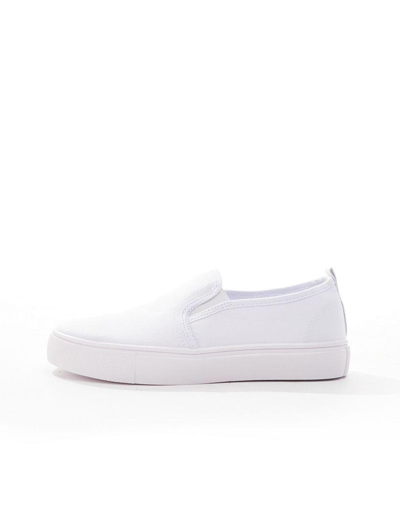 ASOS ASOS DESIGN Wide Fit Dotty slip on plimsolls in white