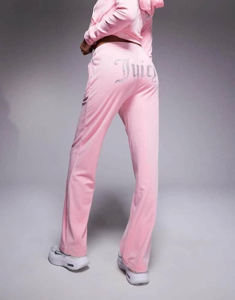 Juicy Couture Juicy Couture diamante logo velour joggers co-ord in pink 3