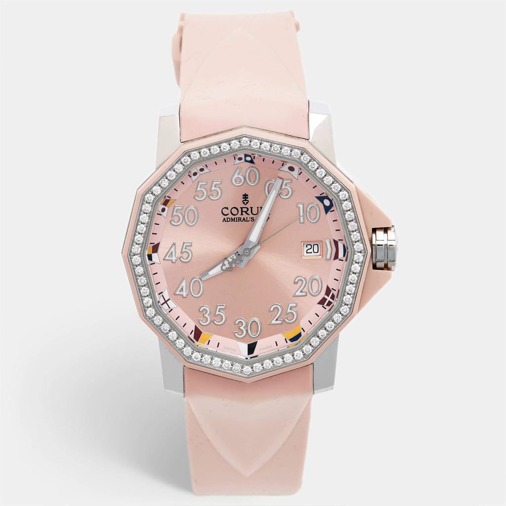 Corum Corum Pink Resin Stainless Steel Diamond Rubber Admiral's Cup 01.0033 Women's Wristwatch 40 mm