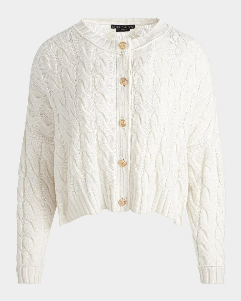 Alice + Olivia Cecilie Cropped Cable-Knit Cardigan 1