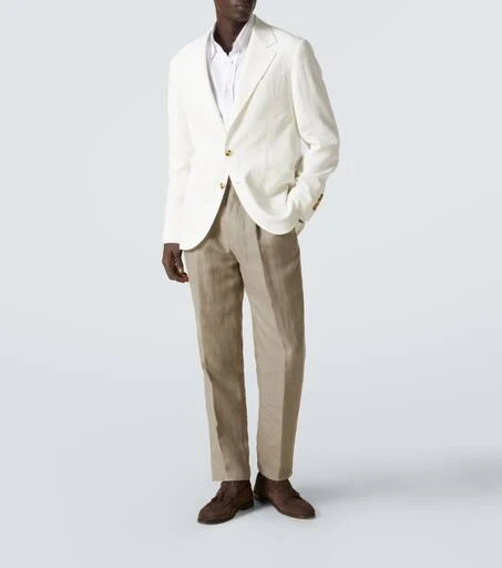Brunello Cucinelli Single-breasted linen blazer 2