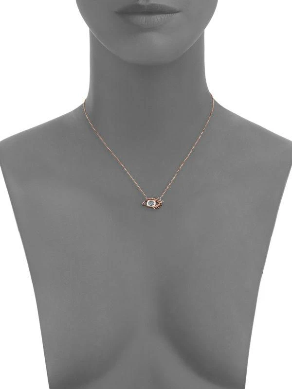 Effy 14K Rose Gold White, Black 
Blue Diamond 
Ruby Eye Pendant Necklace 2