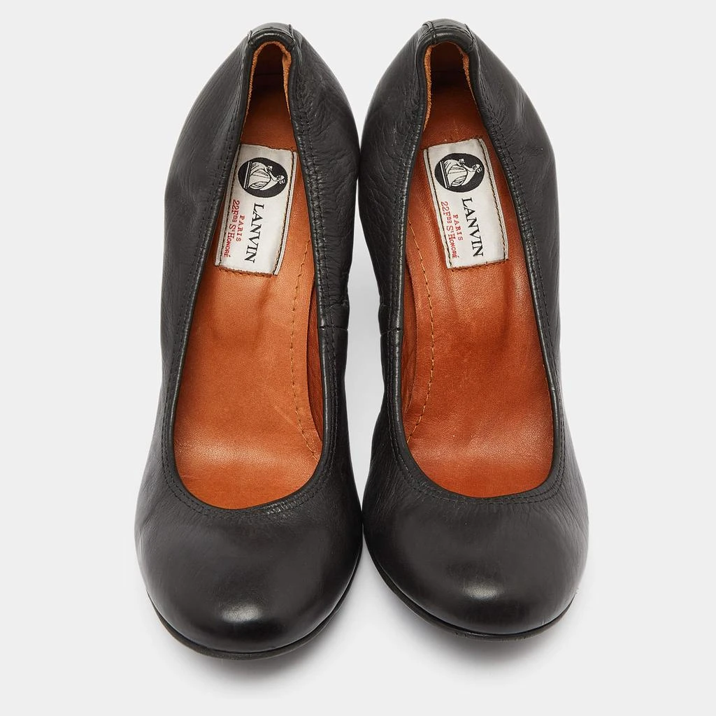 Lanvin Lanvin Black Leather Wedge Pumps Size 38.5 3