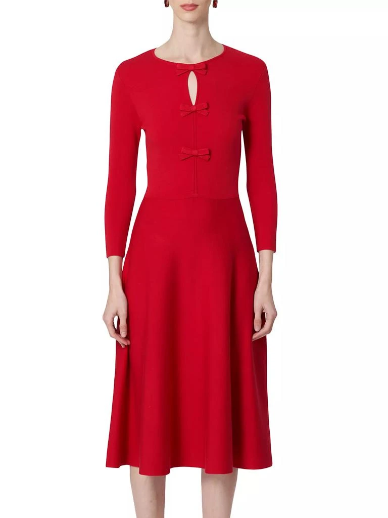 Chalet Wool Knit Fit & Flare Bow-Trimmed Midi Dress  On Sale Now with Up  to 61% Off | Discover Exclusive Deals & Savings at BeyondStyle  Authentic  Carolina Herrera midi|three-quarter sleeve|fit