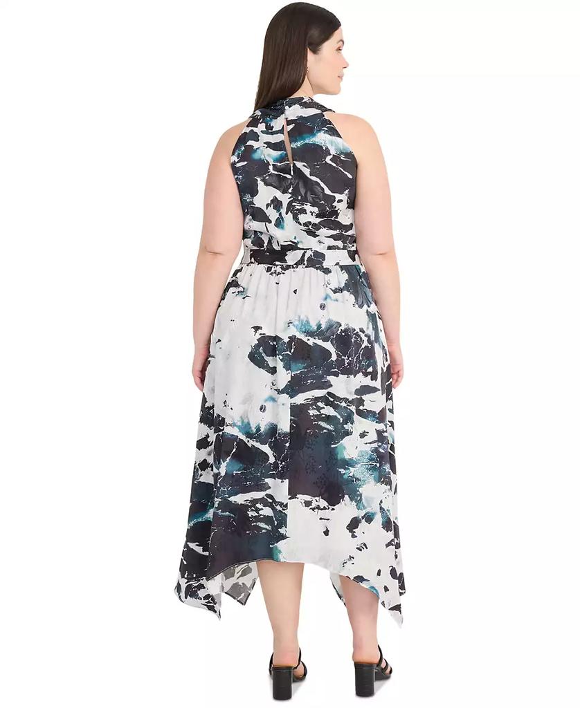 Maggy London Plus Size Printed Asymmetrical Midi Dress