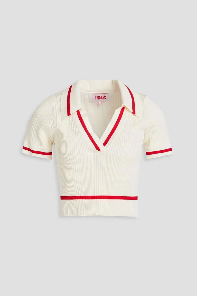 Solid & Striped The Ronnie cropped ribbed-knit polo shirt 1